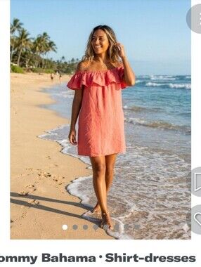 Tommy Bahama Coral Off-Shoulder Ruffle Shift Dress
